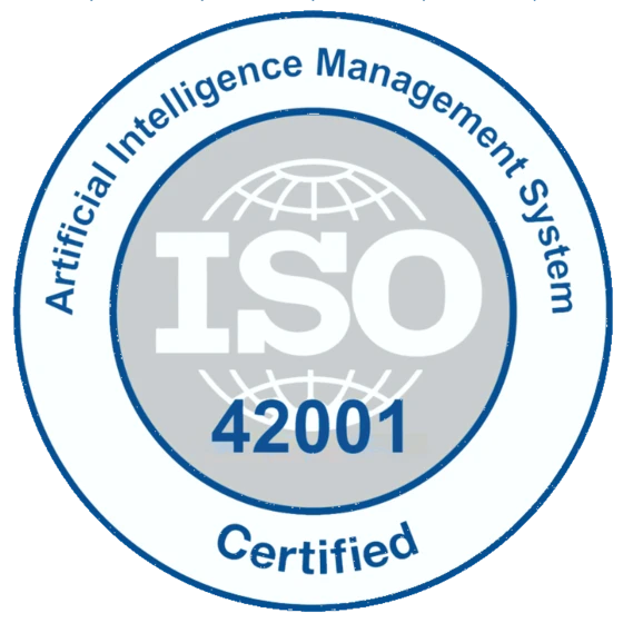 Emblema dello standard ISO/IEC 42001 per i sistemi di gestione dell’intelligenza artificiale